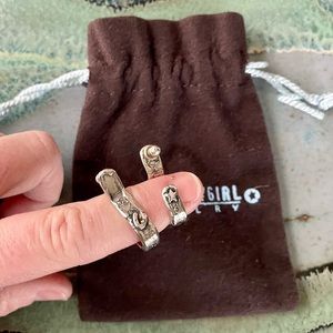 Vintage Island Cowgirl Sterling Silver Half Hoop Western Horseshoe Star Earrings